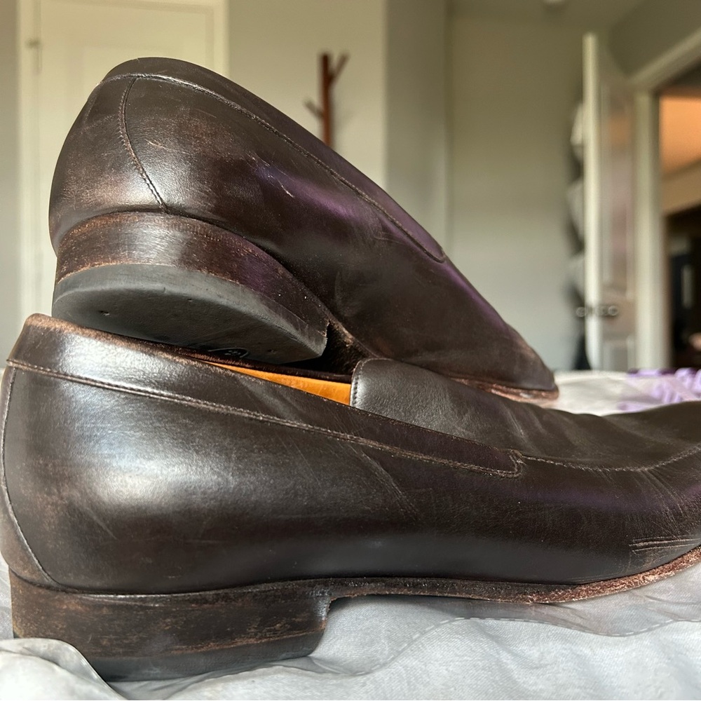 M Vintage Gucci Dark Brown Genuine Leather Goodyear Loafers Size 9.5 |F20 - Picture 6 of 16